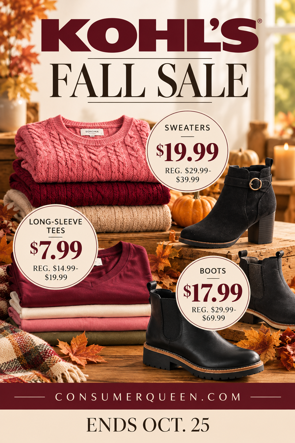 Kohl's fall sale: Sweaters from $19.99 and boots from $17.99