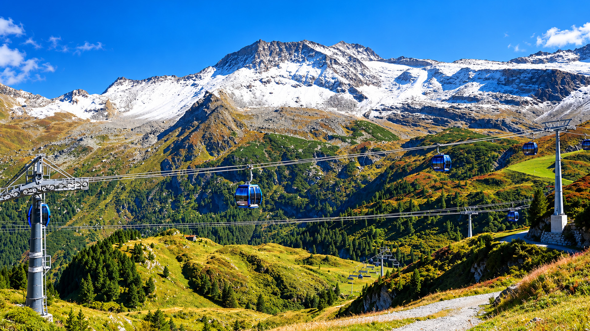 Riding above the Zillertal Alps to Hintertux Glacier (4K)