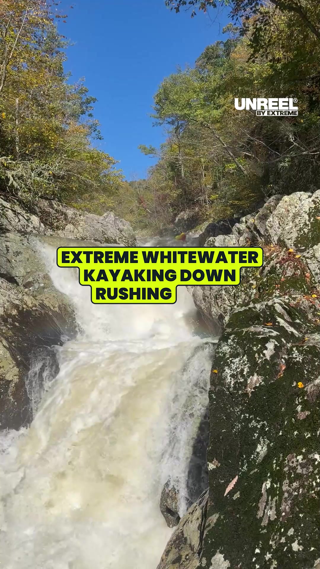 Extreme whitewater kayak drop: Conquering a steep waterfall plunge!