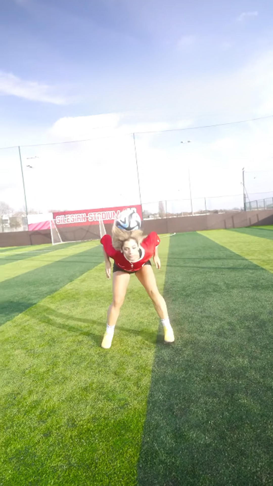 Football skills and perseverance challenge on the pitch