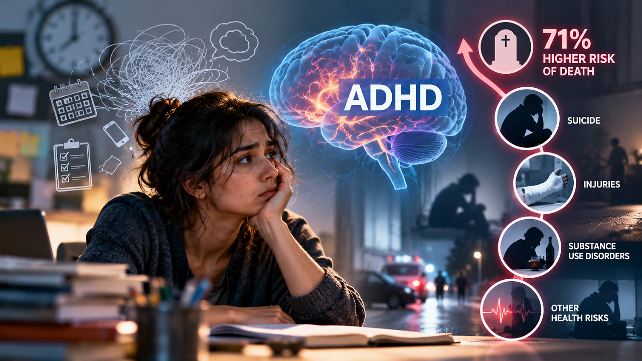 ADHD linked to 71% higher risk of death; suicide and injuries among top ...