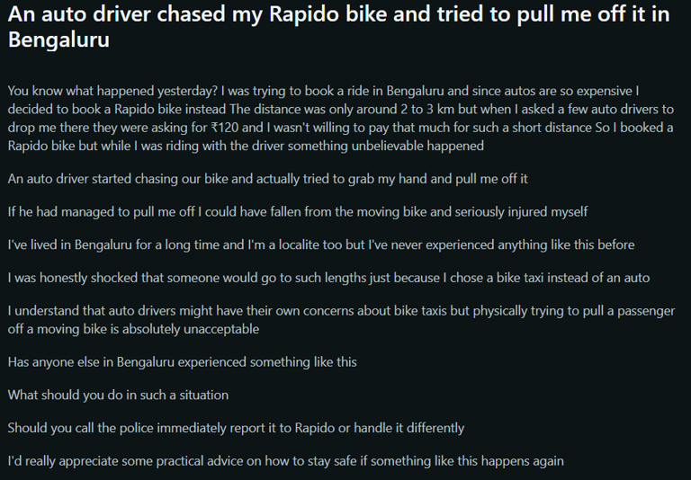 Bengaluru man picks Rapido over auto ride, alleges driver tried to pull ...