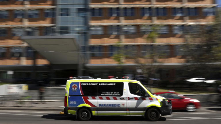 An ambulance arrives at the emergency department of the Alfred Hospital, where Australian politician Helen Haines is receiving treatment, in Melbourne, on October 20, 2026. - Martin Keep/AFP/Getty Images