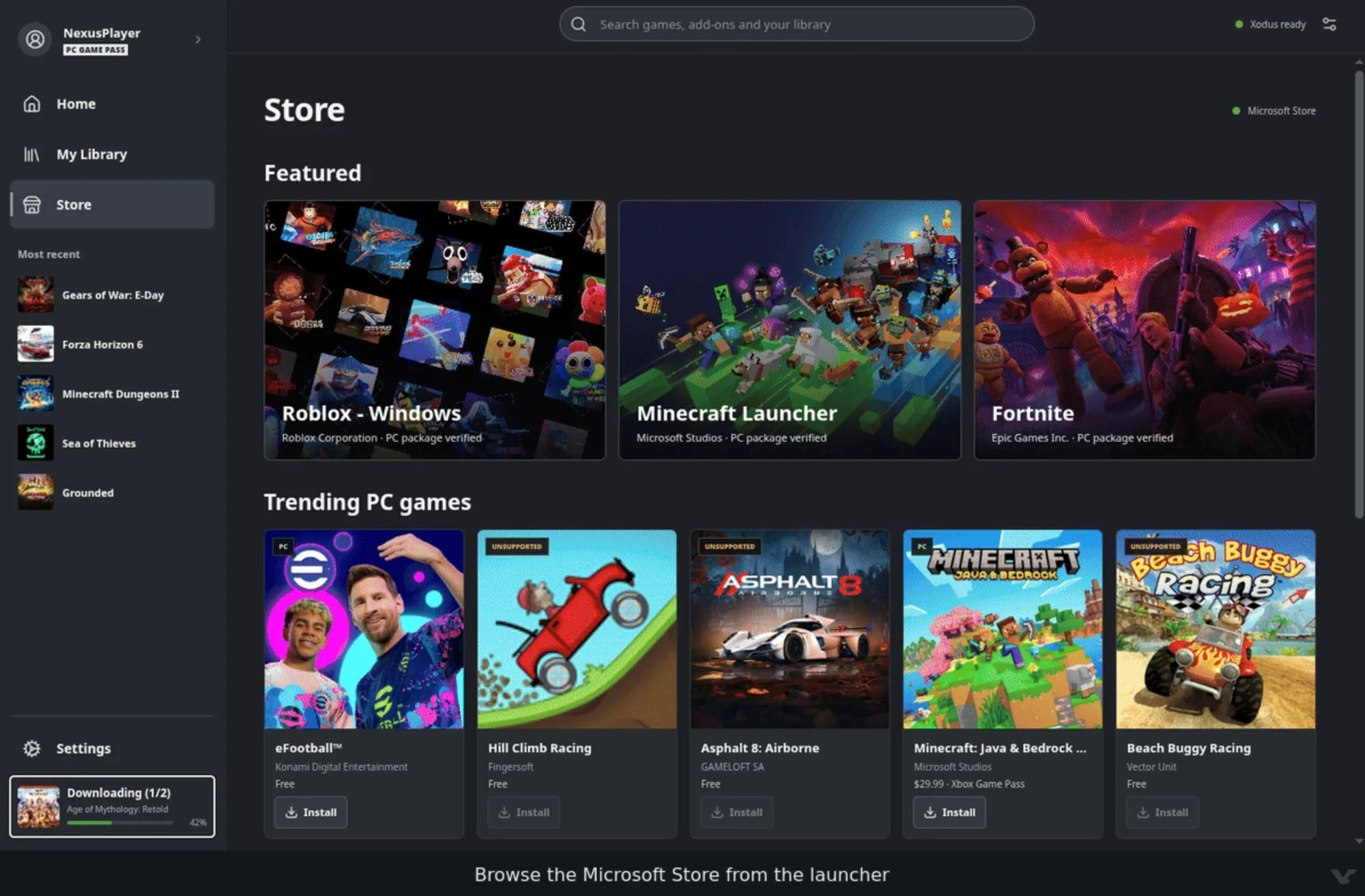 Xodus Nexus: Game Pass y Microsoft Store llegan a Linux y Steam Deck