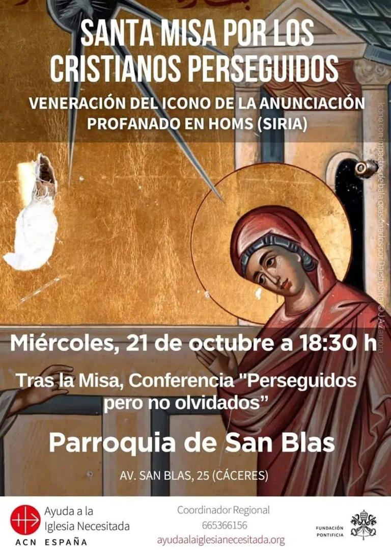 El icono de una Virgen tiroteada en Siria llega a Cáceres para recordar ...