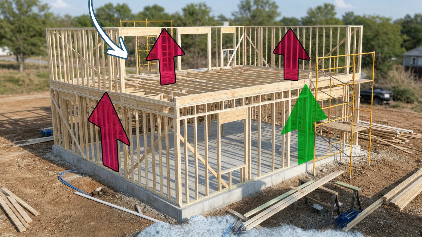 First-floor construction begins