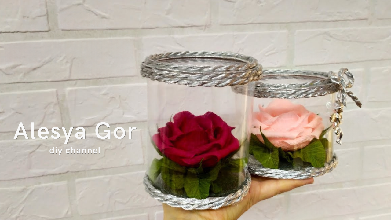 DIY rose in a box from a plastic bottle