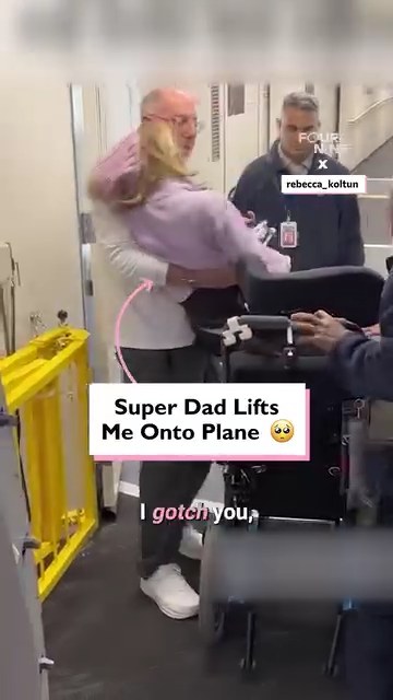 Super dad lifts me onto plane