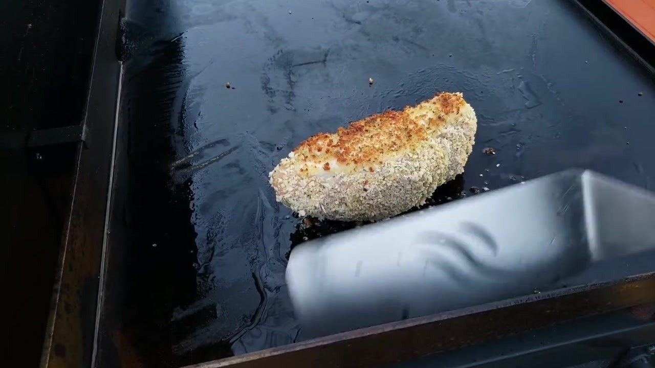 Blackstone chicken cordon bleu with ham, Swiss, and panko
