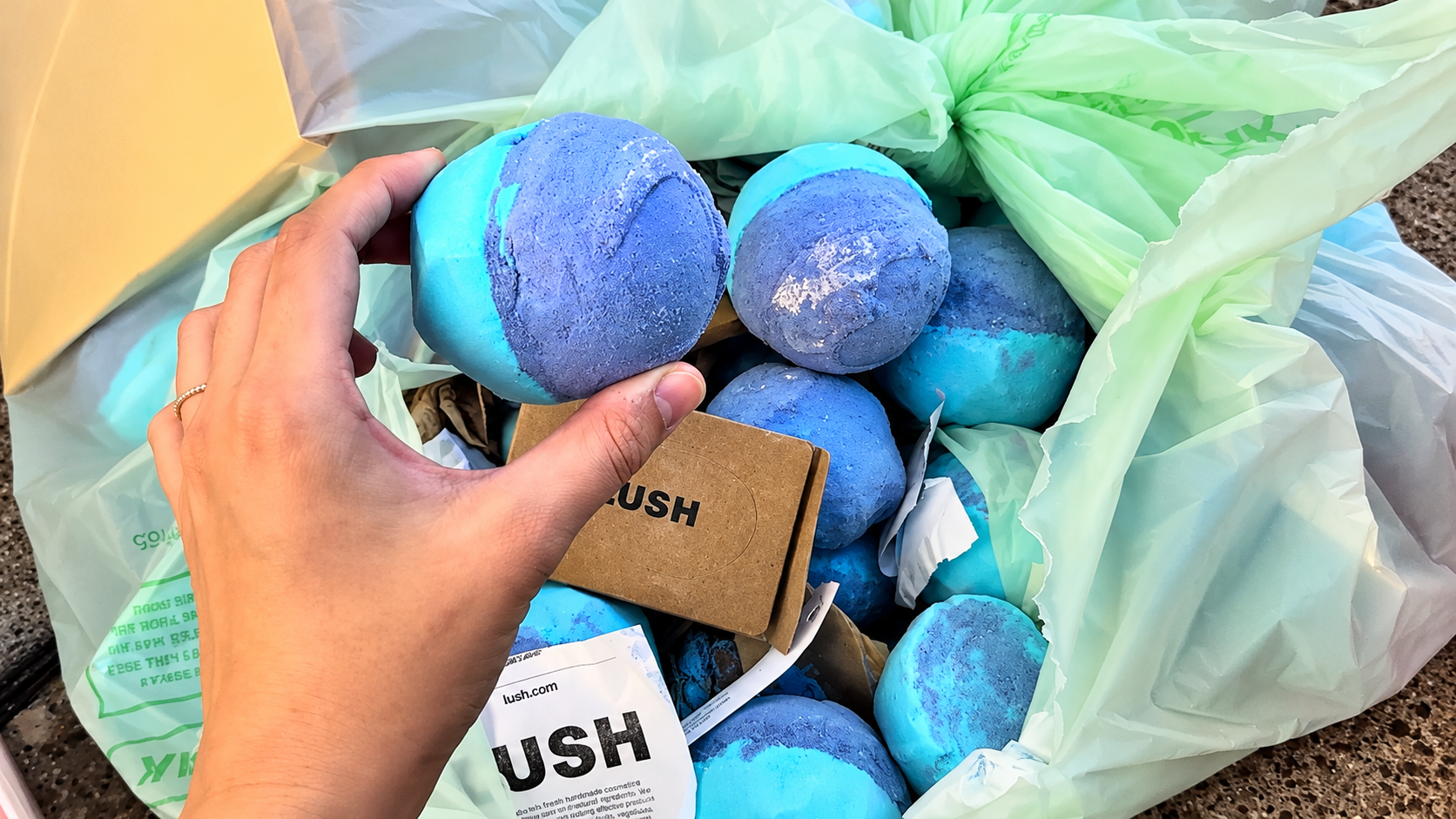 I found bags full of Bath & Body Works lotions, Lush bath bombs and ...