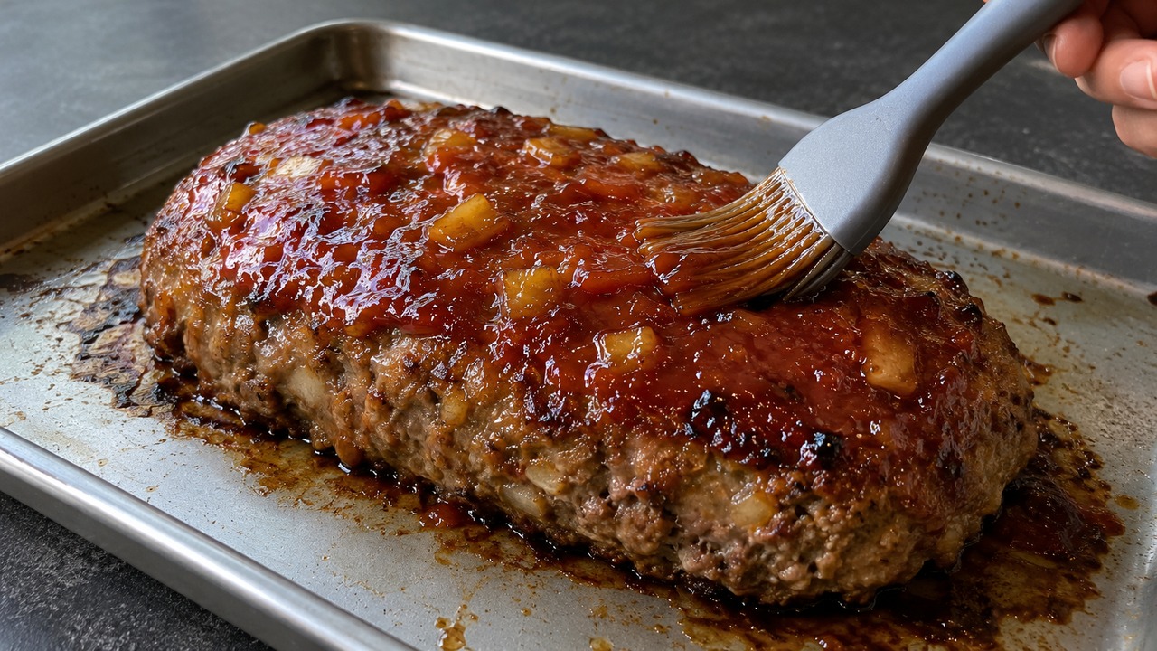 Should pineapple go inside meatloaf or in the glaze?
