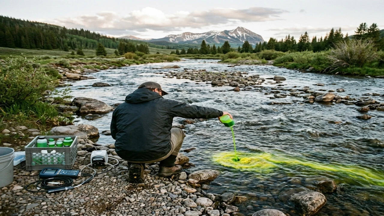 Fluorescein dye injection: USGS maps hidden Slate River groundwater ...