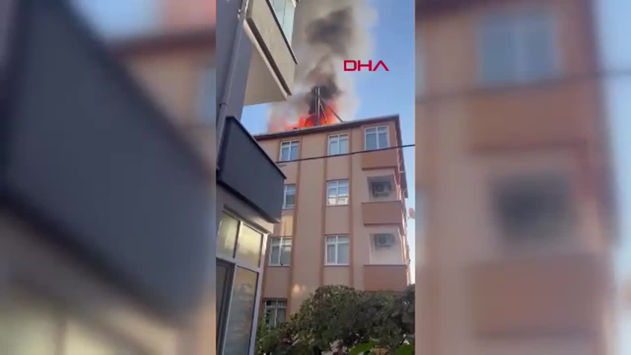 Ataşehir'de çatıdaki yangın iddiaya göre çalışma sırasında çıktı, 1 ...