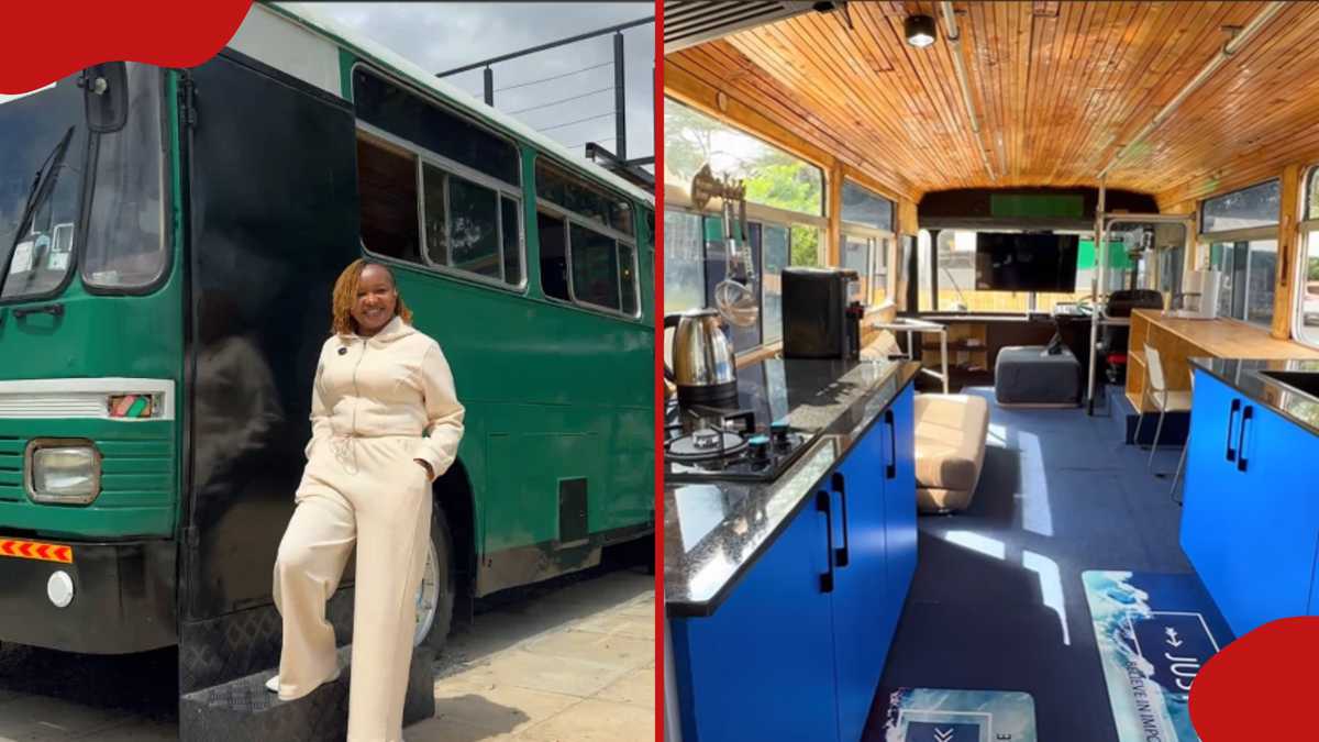 Machakos woman turns old bus into stunning tiny home with bedroom ...