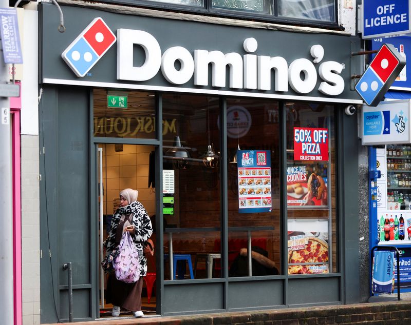 UK's Domino's sales growth slows from previous quarter, shares fall