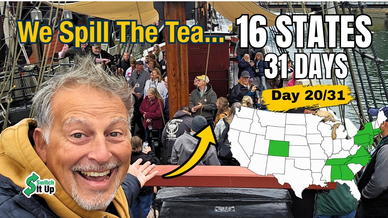 Day 20 tossing tea into Boston Harbor recreating a historic protest