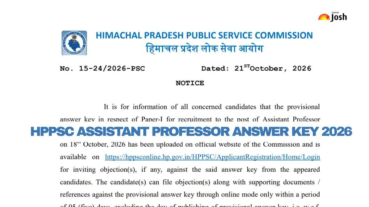 HPPSC assistant professor answer key 2026 released: Download subject ...
