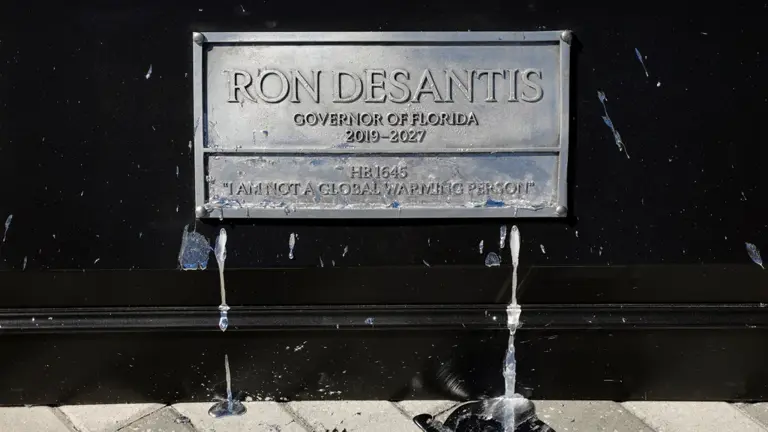 This melting Ron DeSantis statue is a perfect metaphor for climate change
