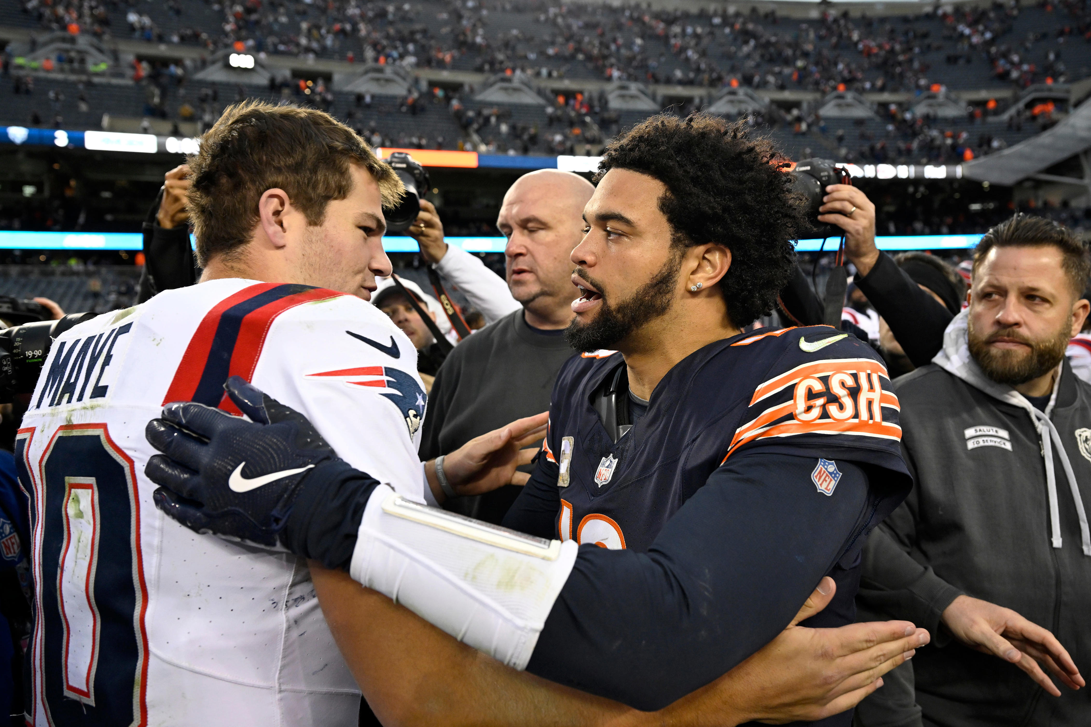 Drake Maye discusses what makes Bears QB Caleb Williams so special