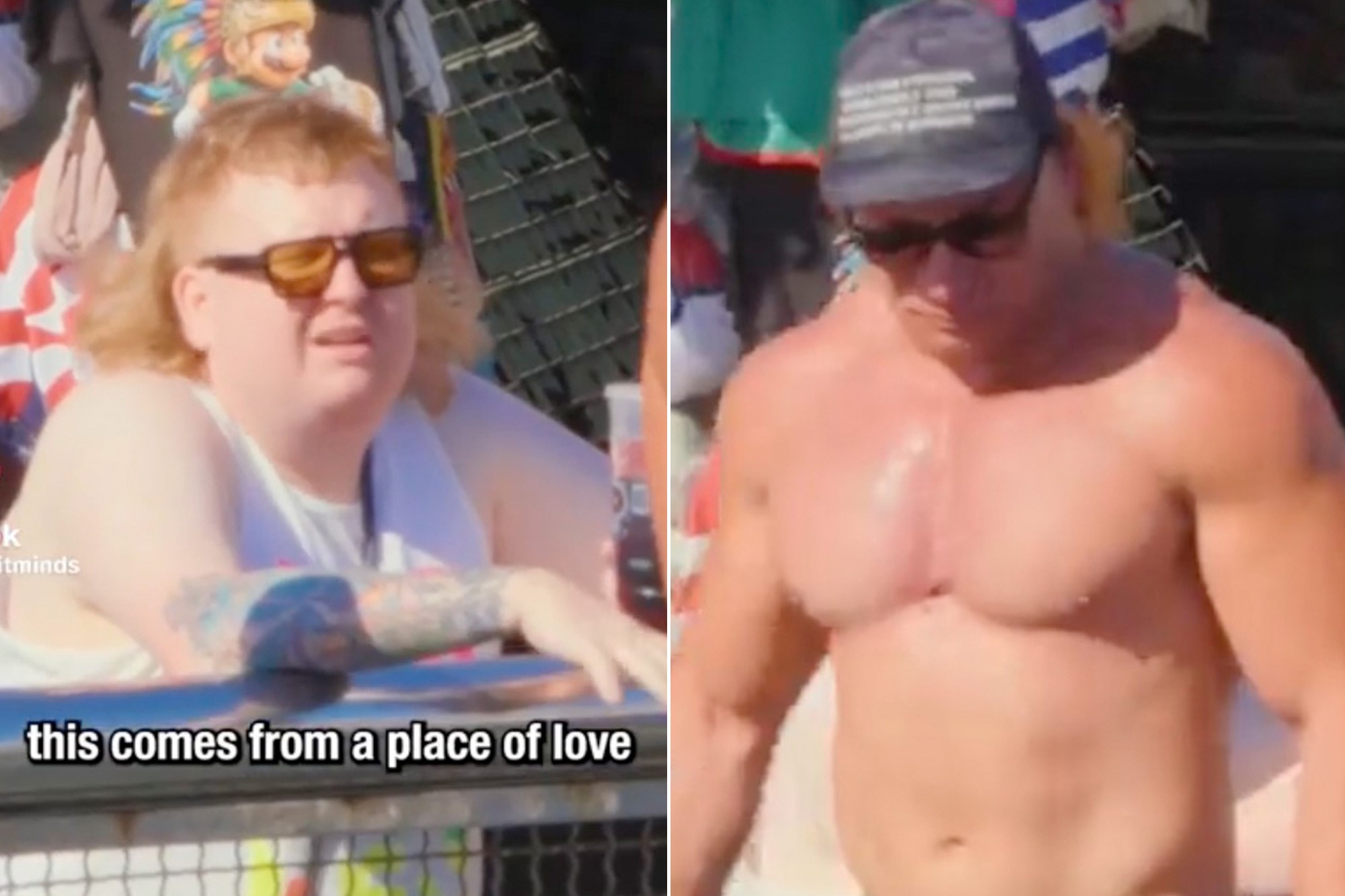 Hilarious moment man with a mullet corrects Muscle Beach bodybuilder’s ...