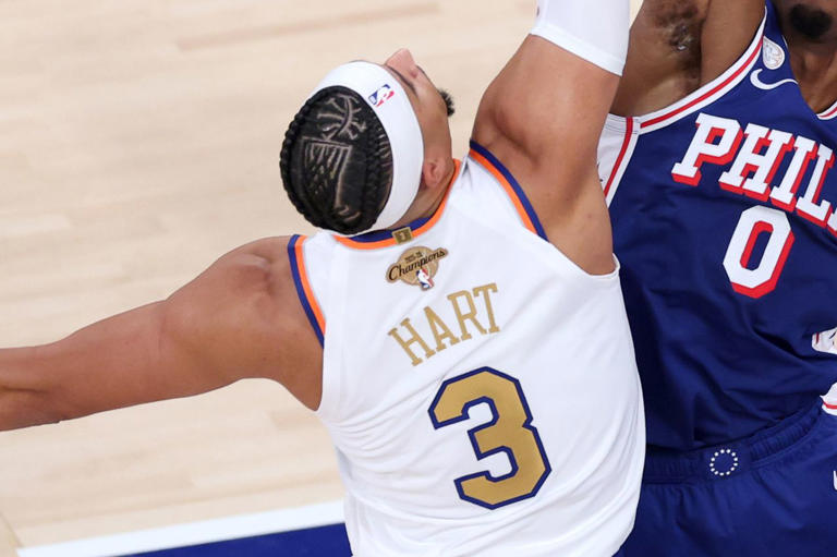 Josh Hart debuts braided hairstyle that looks like the Larry O’Brien ...