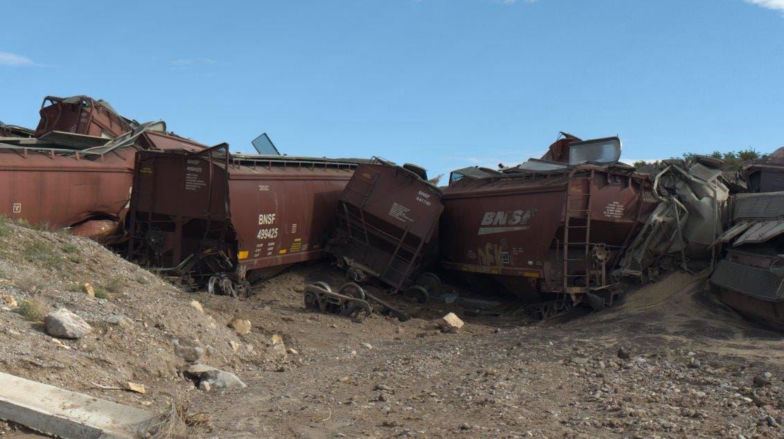 Train derails in New Mexico after heavy flooding