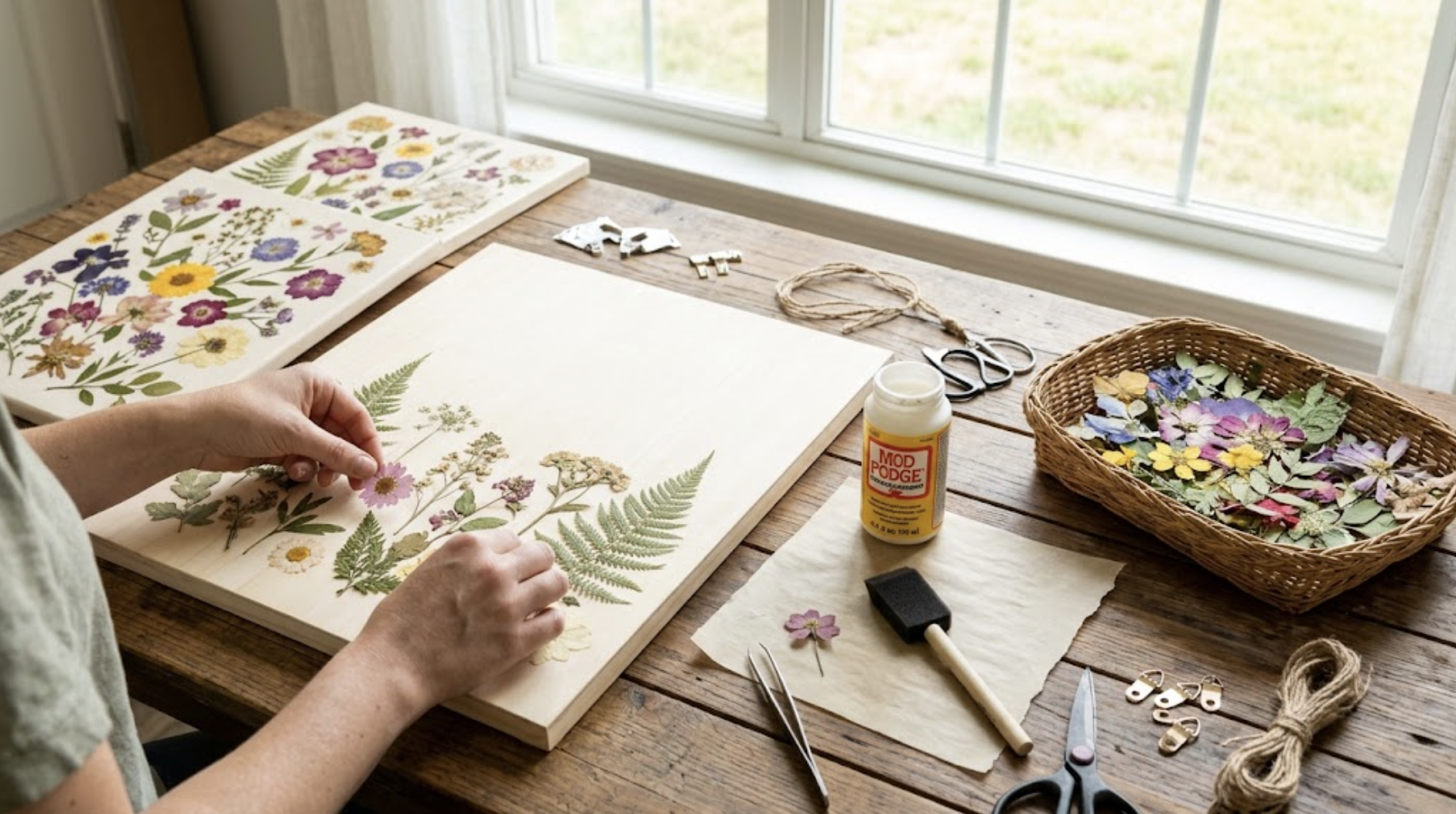 How to create stunning decoupage pressed flower wall art using Mod Podge