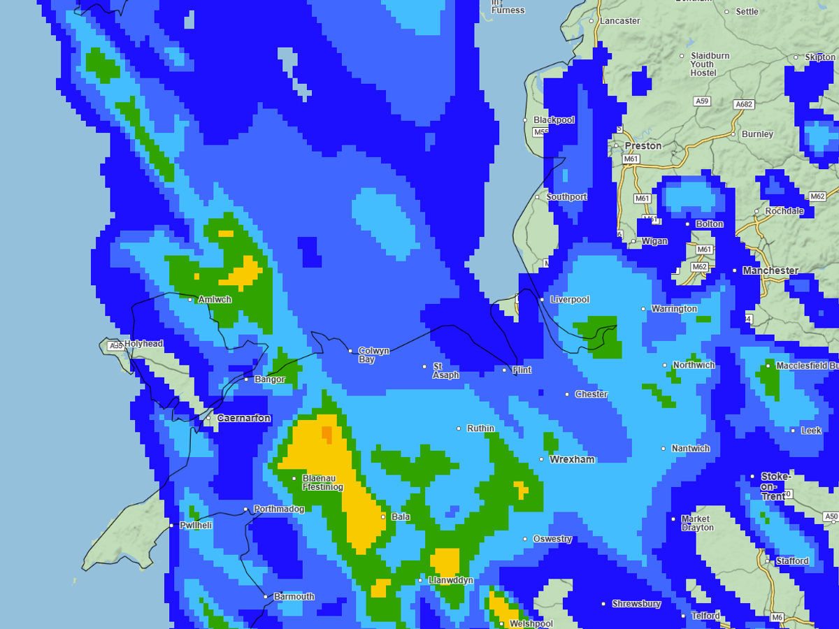 Weather map shows Liverpool battered by rain as Storm Austen hits