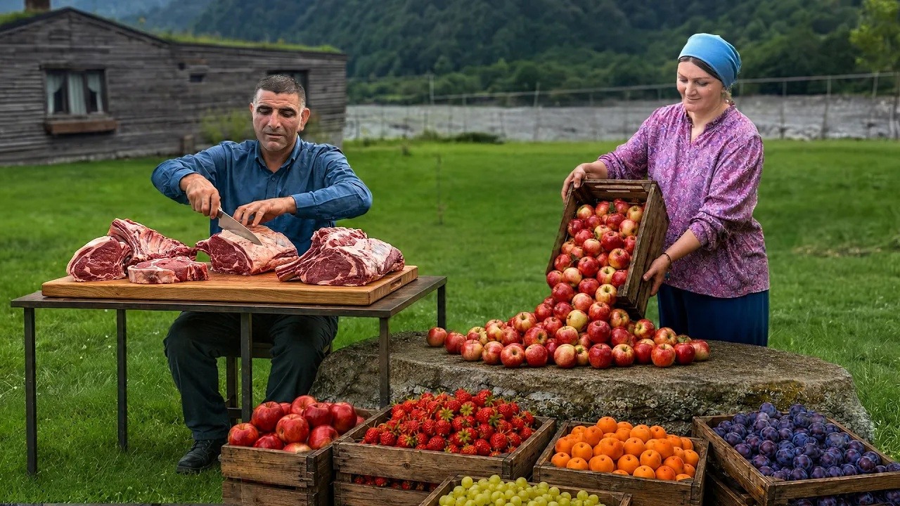 How a mountain village dries fresh fruit for winter and cooks meat with ...