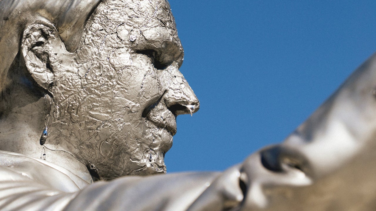 This melting Ron DeSantis statue is a perfect metaphor for climate change