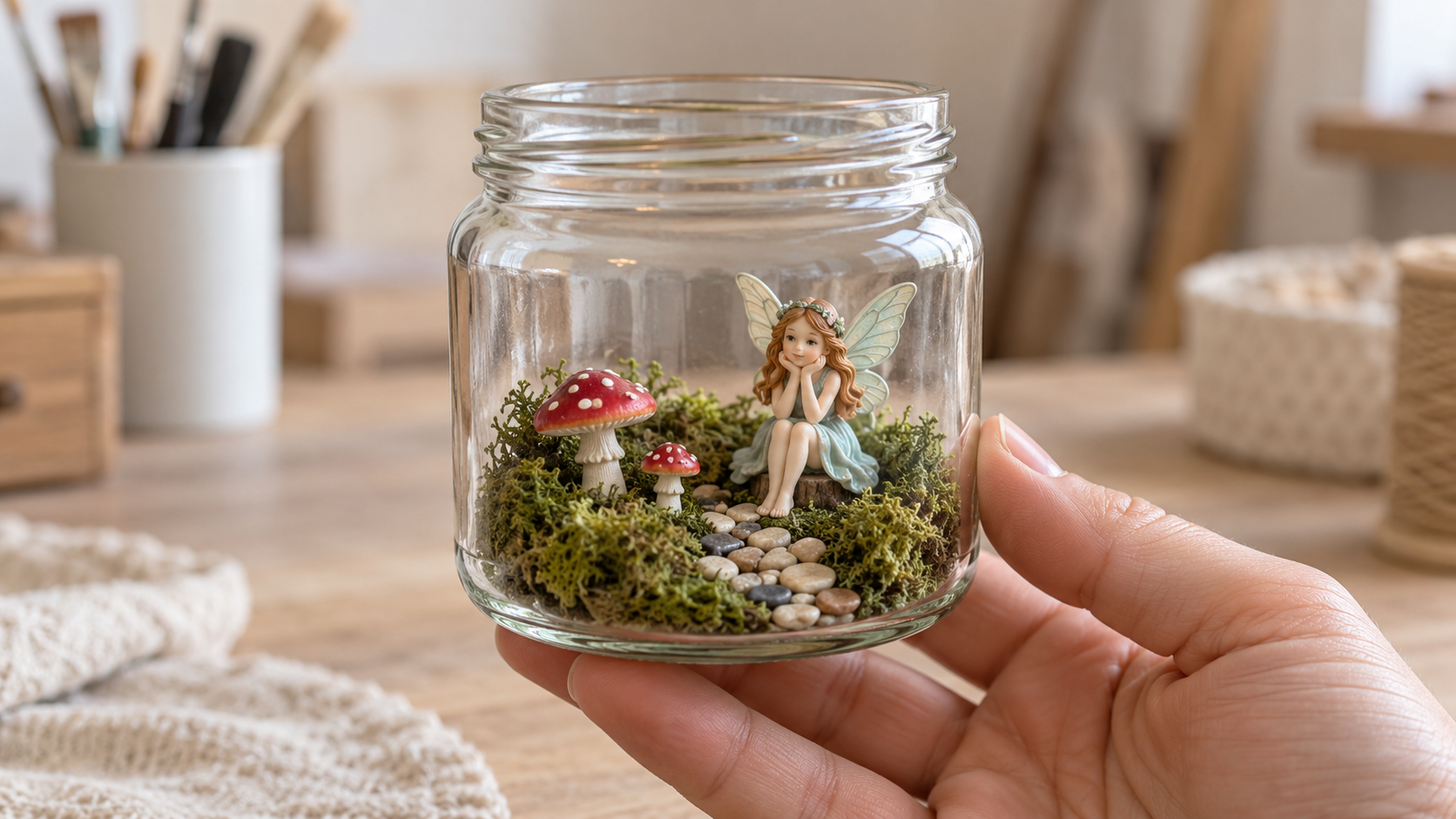 How to make tiny fairy gardens inside glass jars