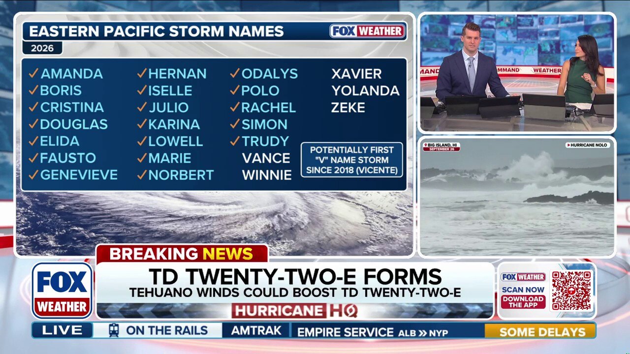 Tropical Depression Tweny-Two-E forms in the Pacific Ocean