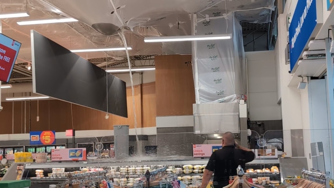 Ceiling collapse at superstore due to heavy rainfall