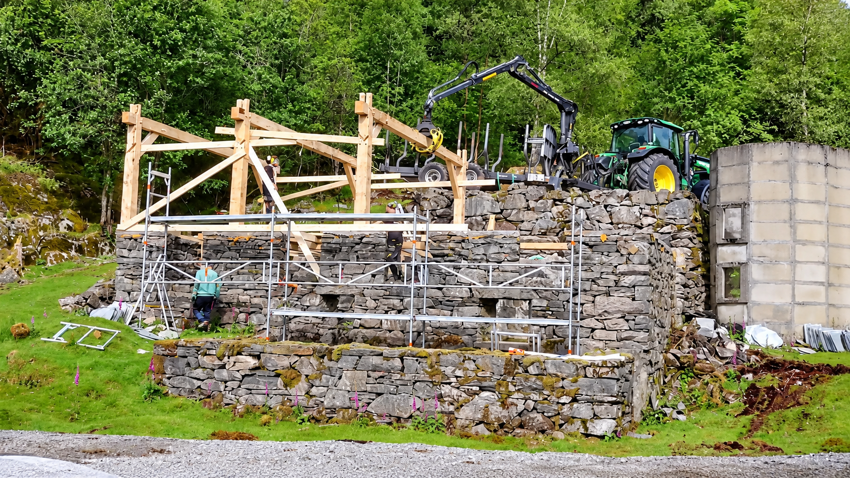We finally raised the massive timber frame of our 100-year-old ...