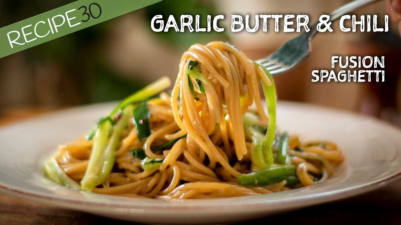 Garlic butter and chili Asian style spaghetti