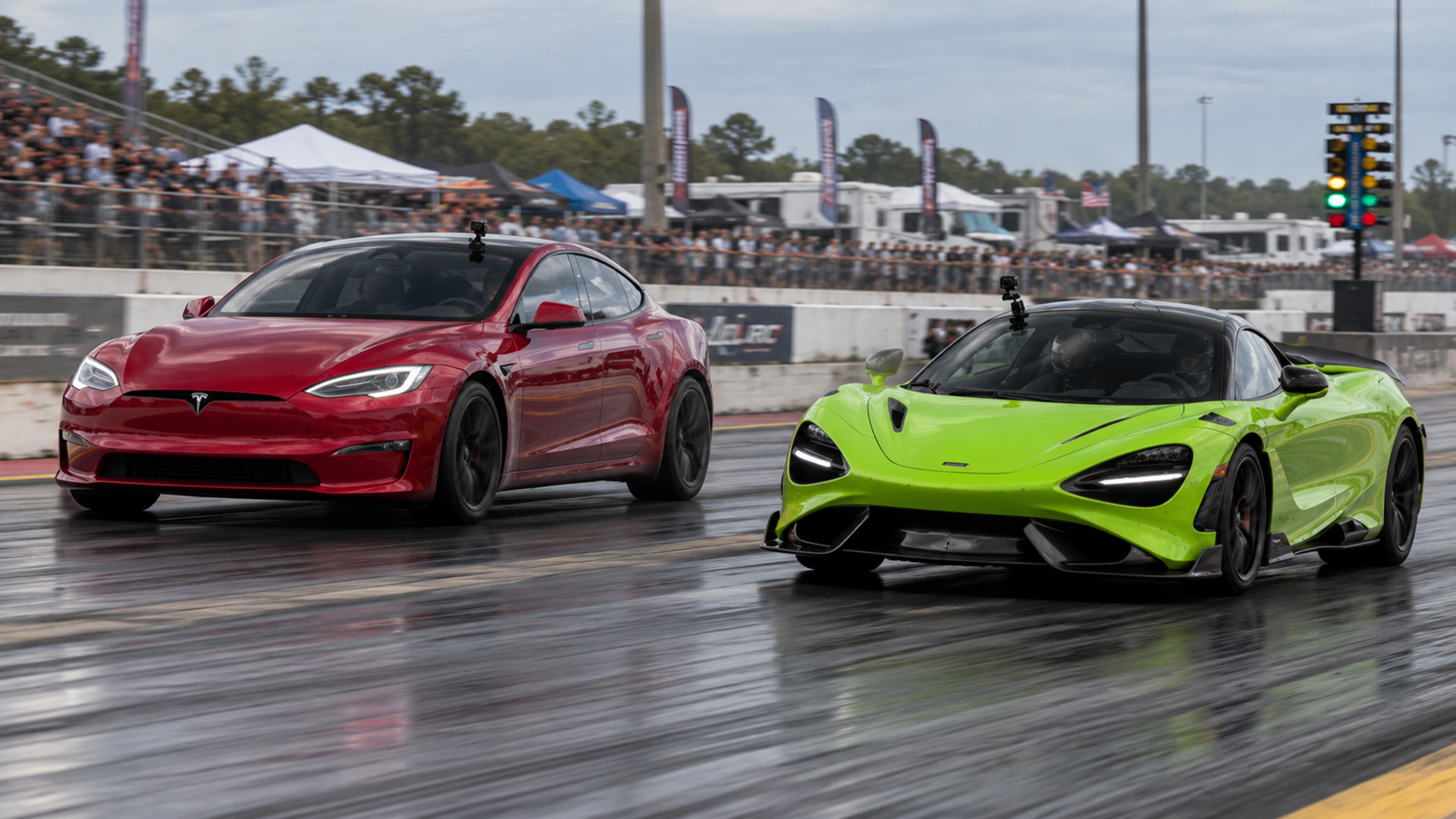 McLaren 765LT takes on 1,020HP Tesla Plaid in drag race