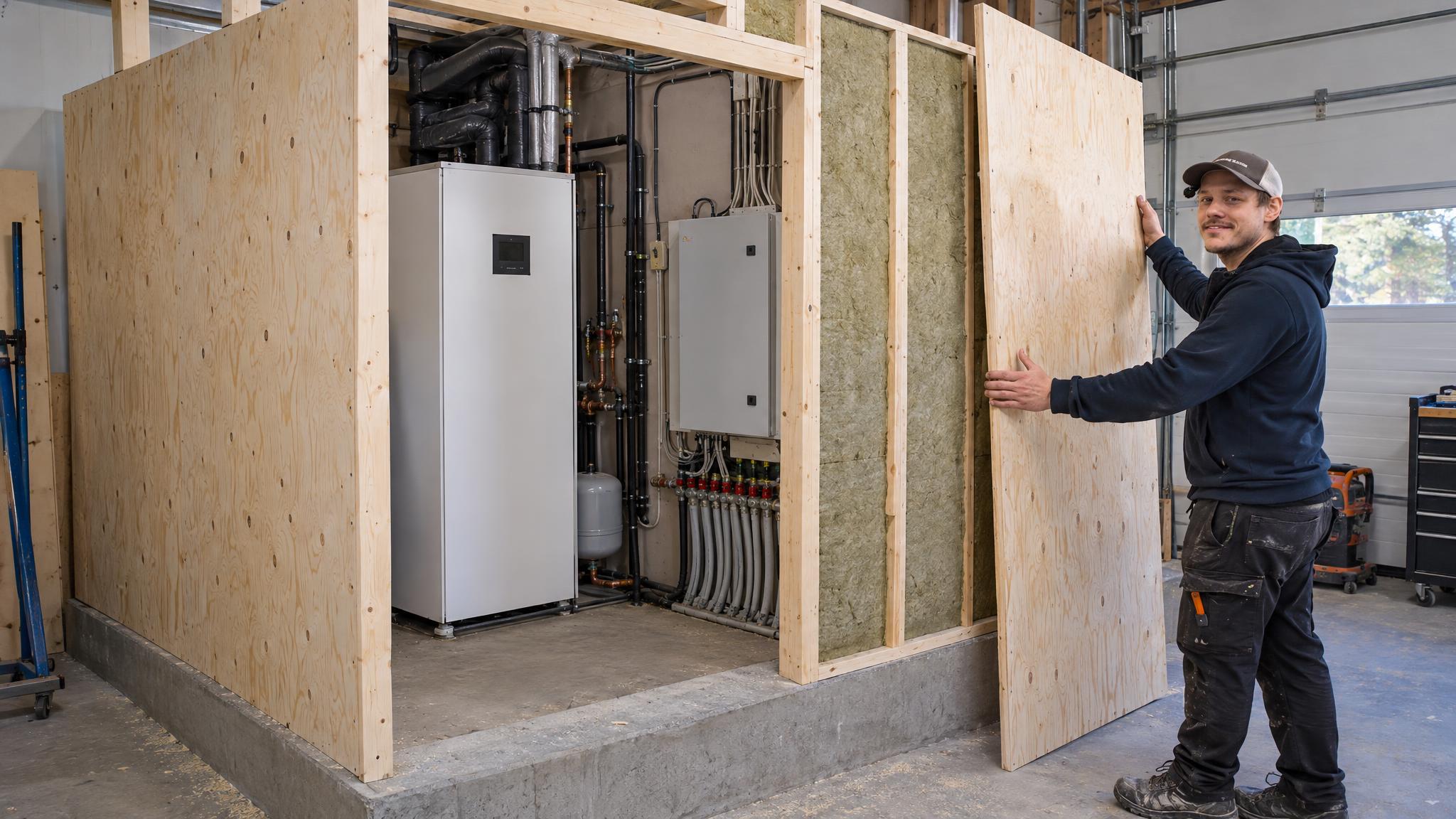 Garage dust drives a utility room build around the heat pump and ...