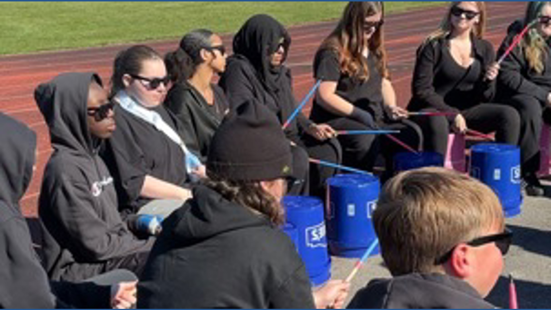 Southside Elementary School drum circle performance