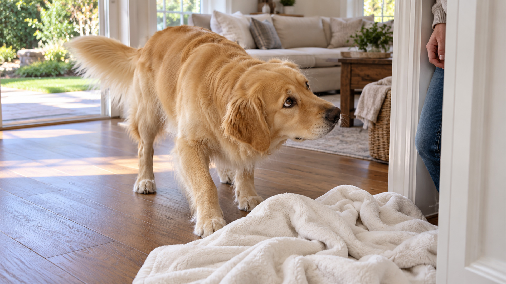 Golden retriever cannot solve the blanket trick