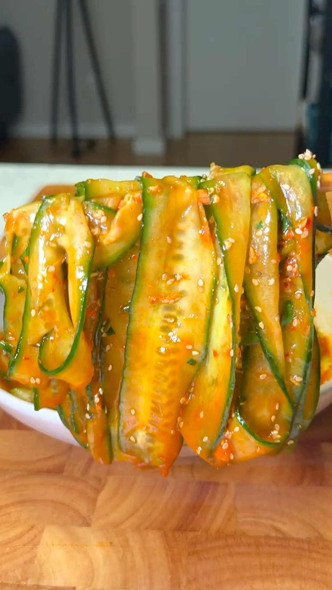 Fresh cucumber salad with a spicy kick