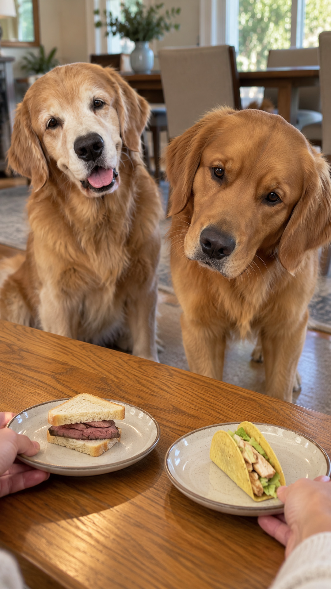 Dog must choose between a sandwich and taco