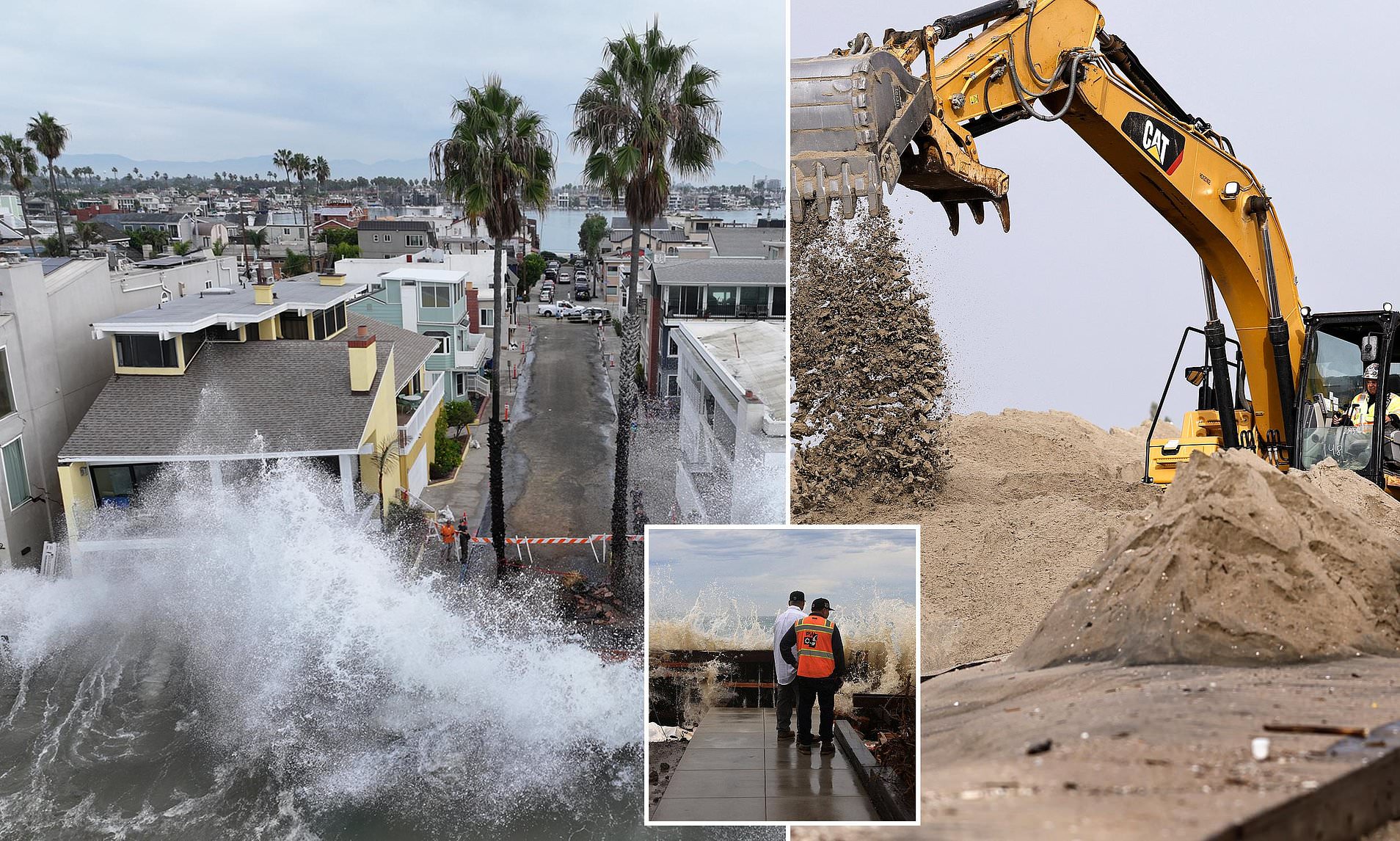 Workers frantically pile up 125 Olympic swimming pools' worth of sand ...