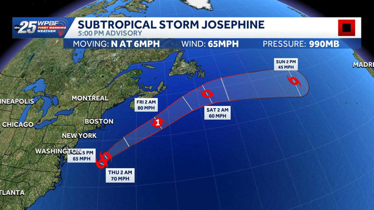 Subtropical storm Josephine forms off US northeast coast