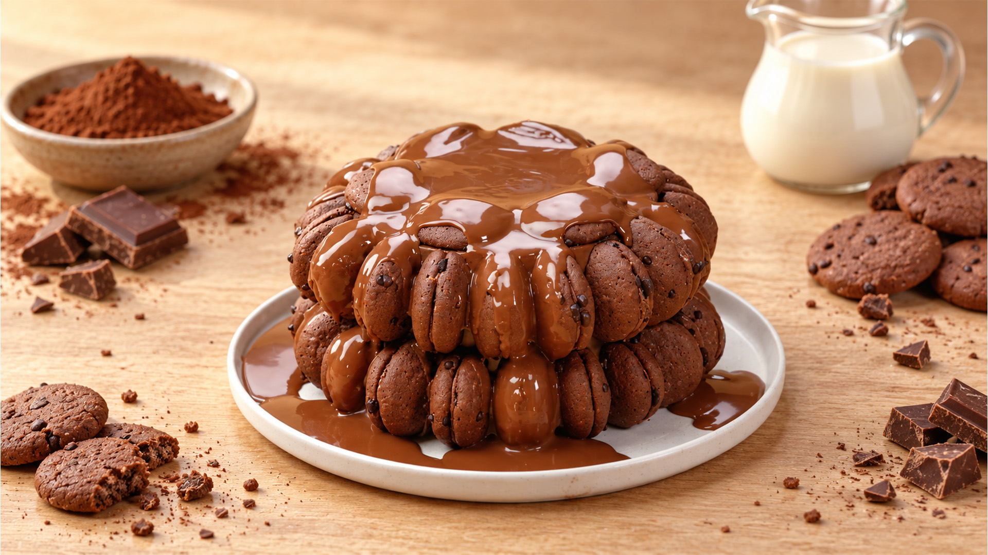 Chocolate cookie cake with a secret ice cream centre