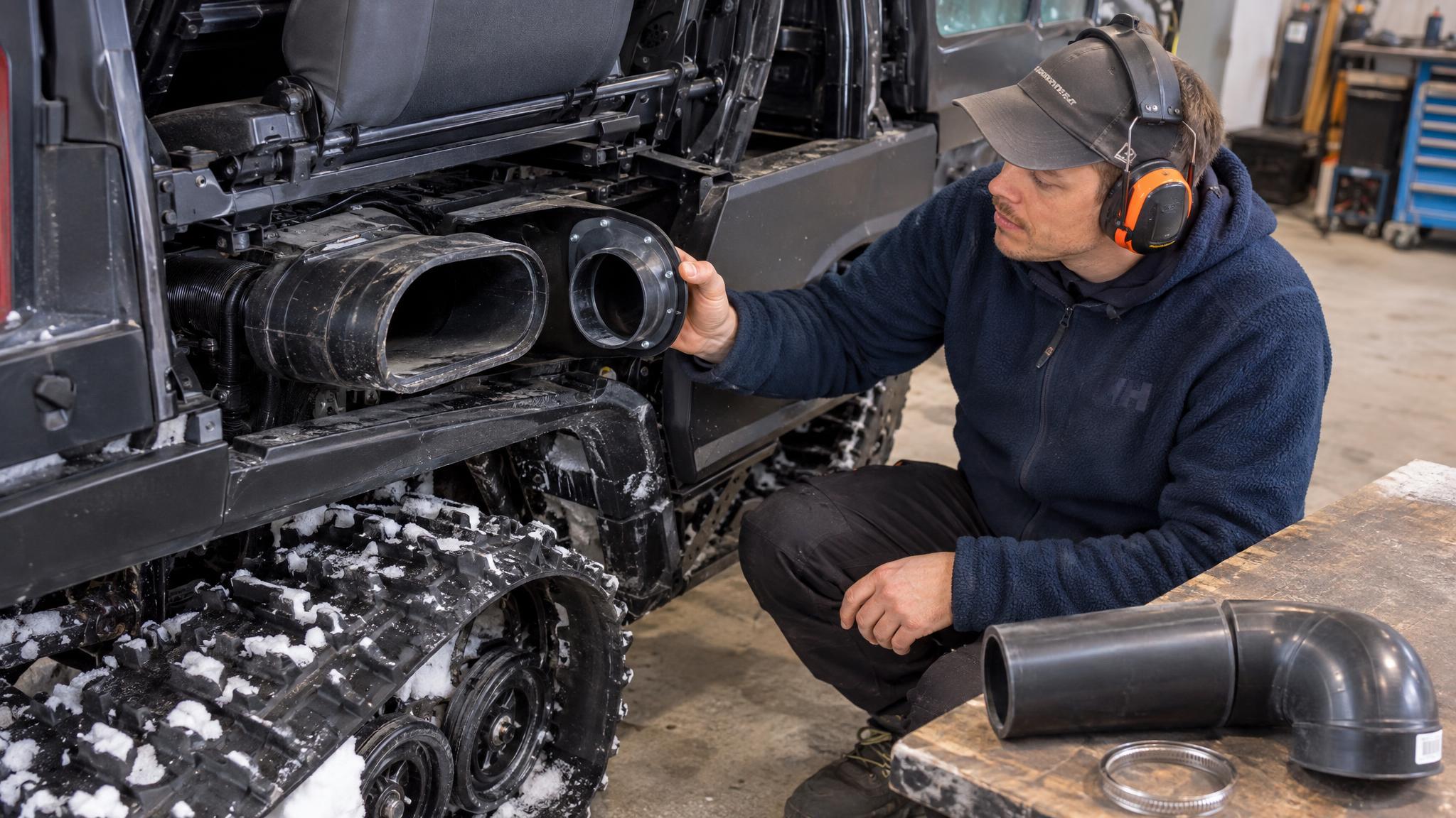 A Can-Am UTV stalls in deep snow before an intake kit mismatch forces a ...