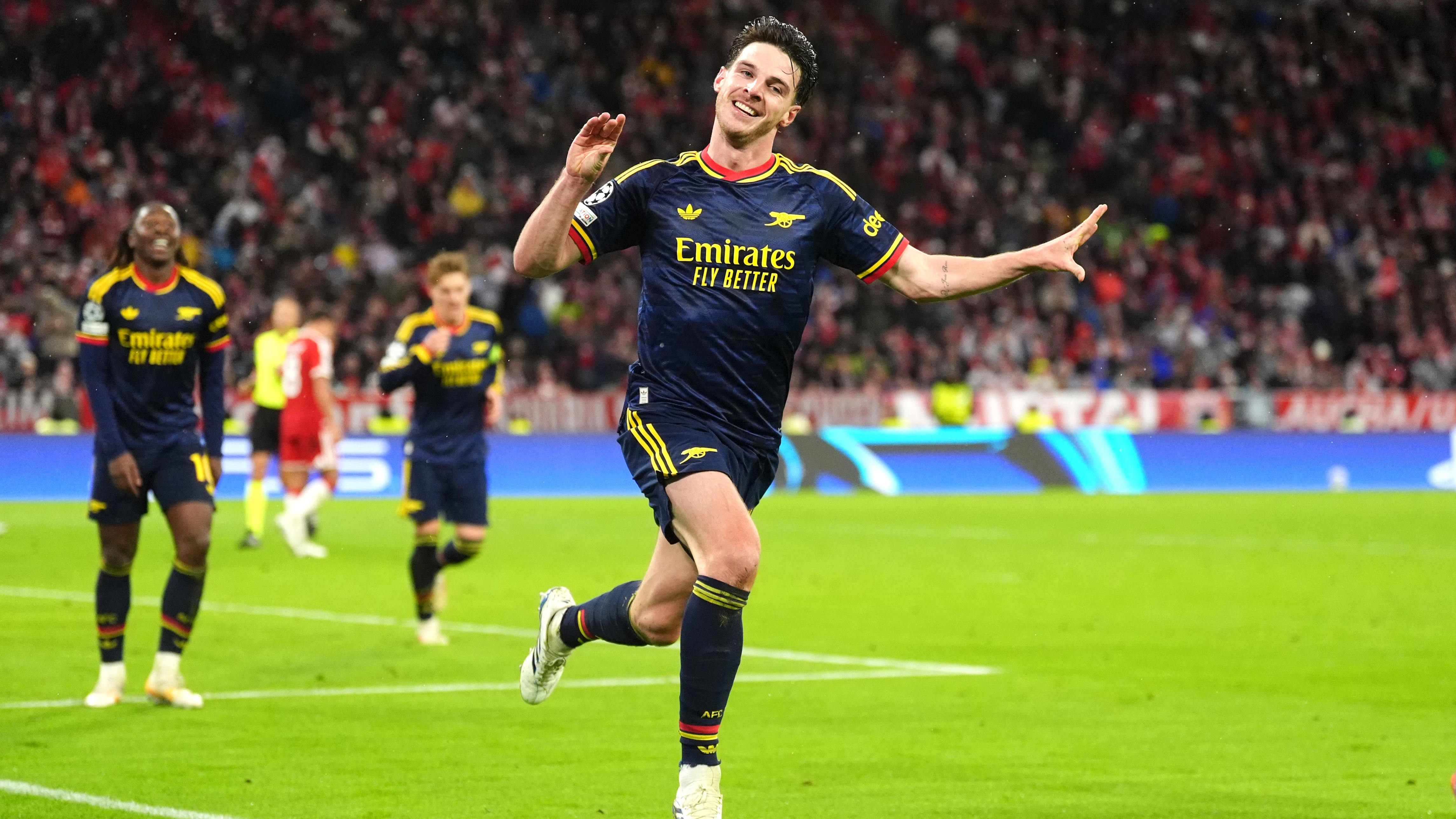 Late Declan Rice strike snatches Arsenal a point at Bayern Munich