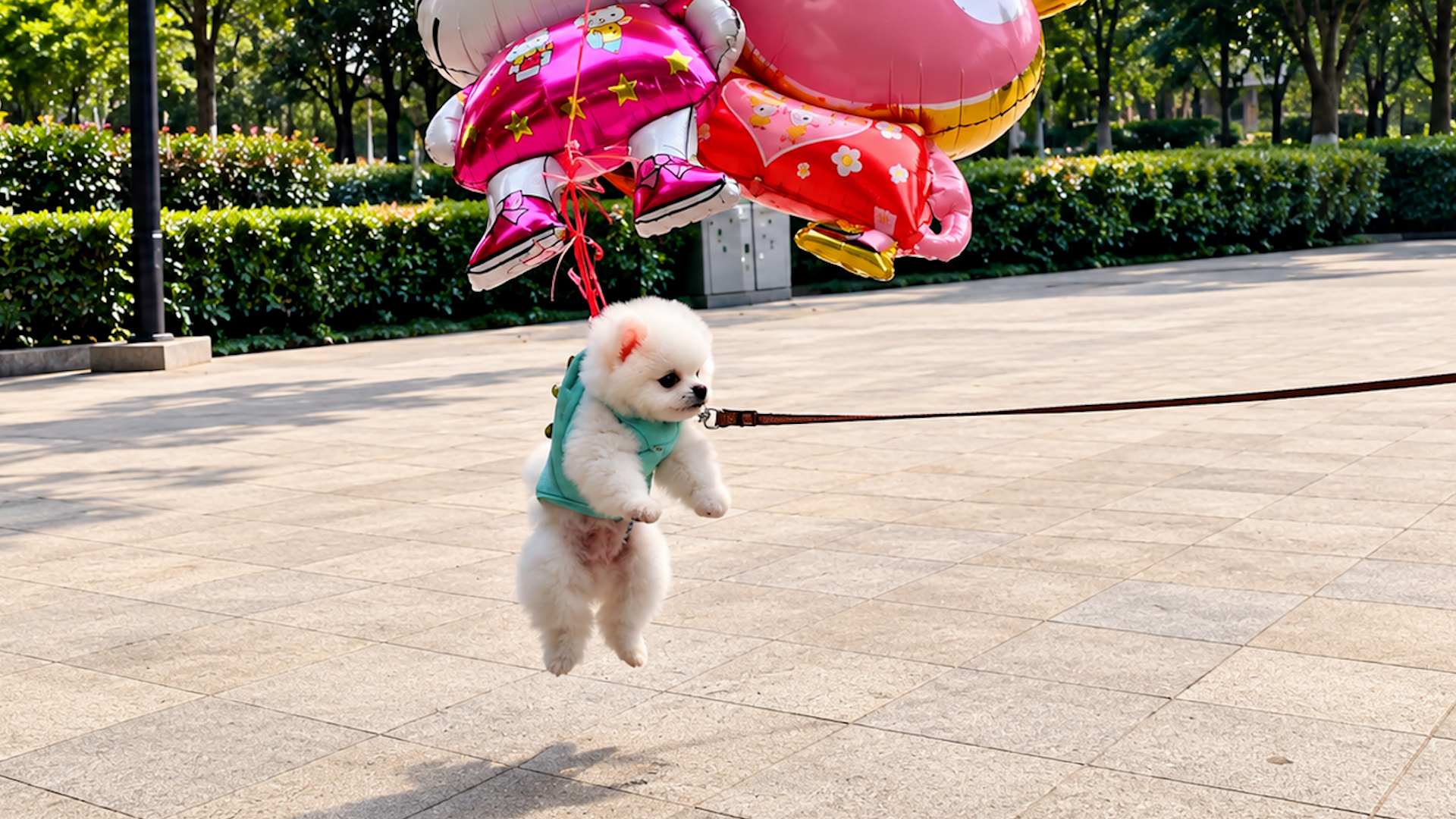 Fluffy Pomeranian's magical balloon adventure