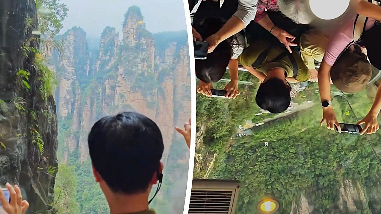 Glass elevator whisks tourists up over 1,000 ft cliff in 88 seconds