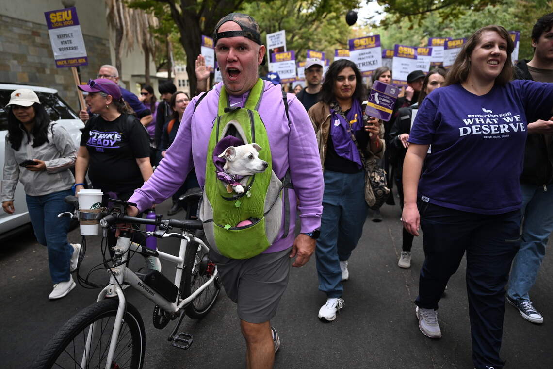 Three California state worker unions stood together at SEIU Local 1000 ...