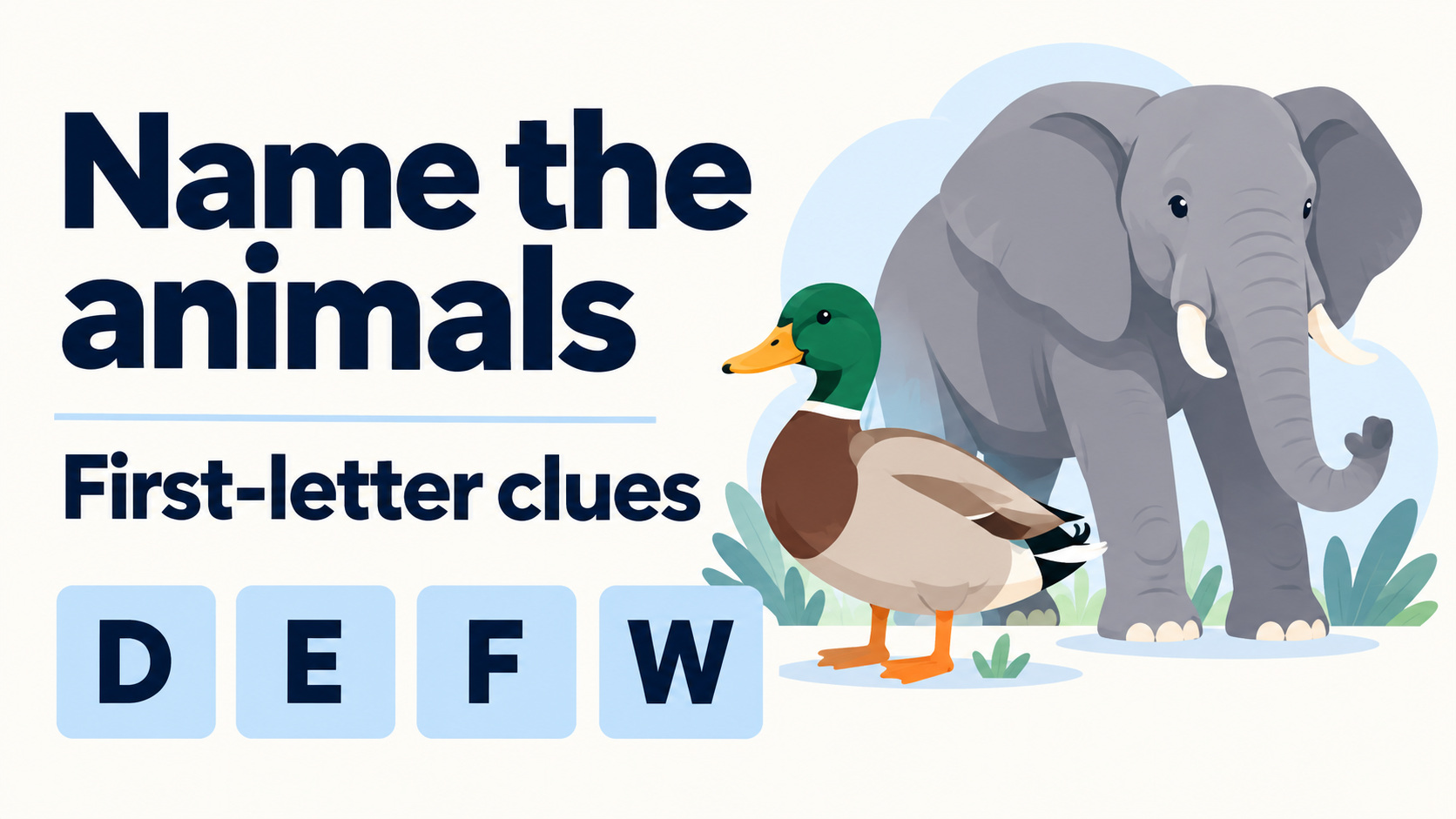 Animal identification quiz with first-letter clues
